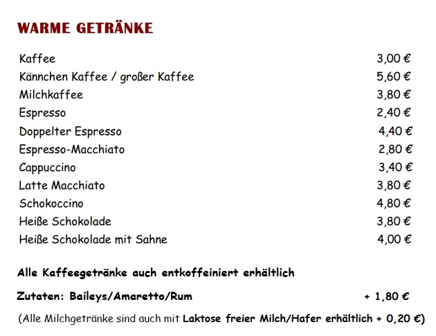 Café Art Königsfeld Getränke